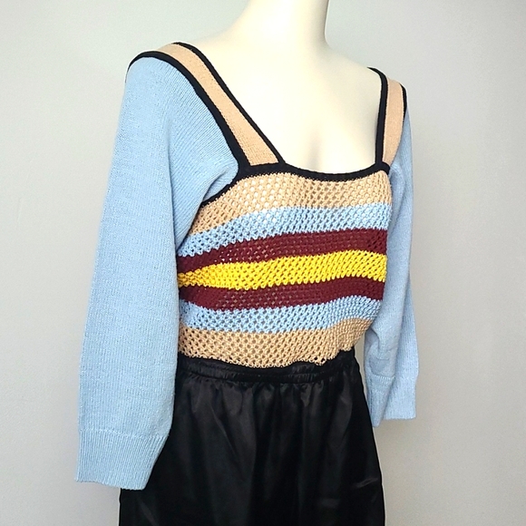 Boho Refashioned Vintage Knit & Satin Jumpsuit (M/L) - Picture 3 of 8